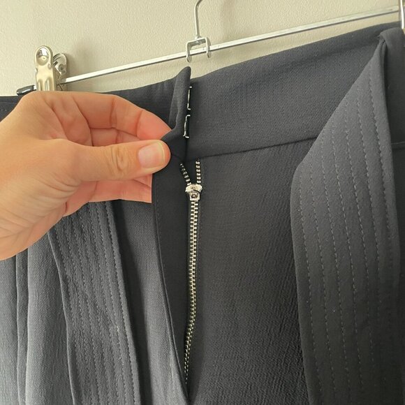 WIlfred Tie-Front High Rise Belted Flat Front Straight Leg Casual Pants Black 2 - Picture 6 of 10